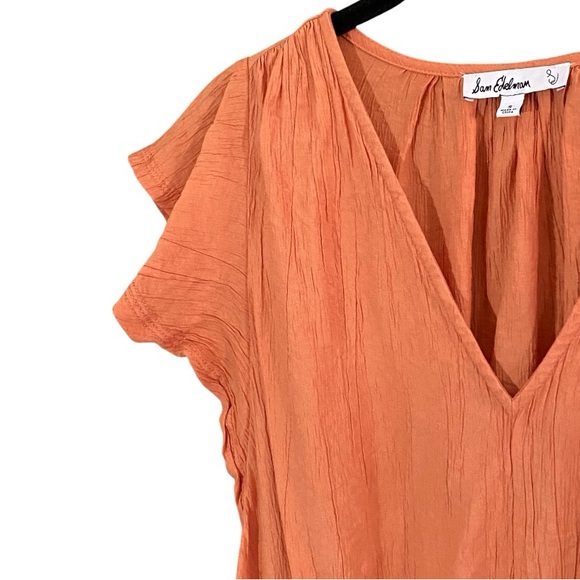 Sam Edelman Women’s Flutter Sleeve Boho Top Small Peplum Romantic Fairy Feminine - Picture 6 of 9